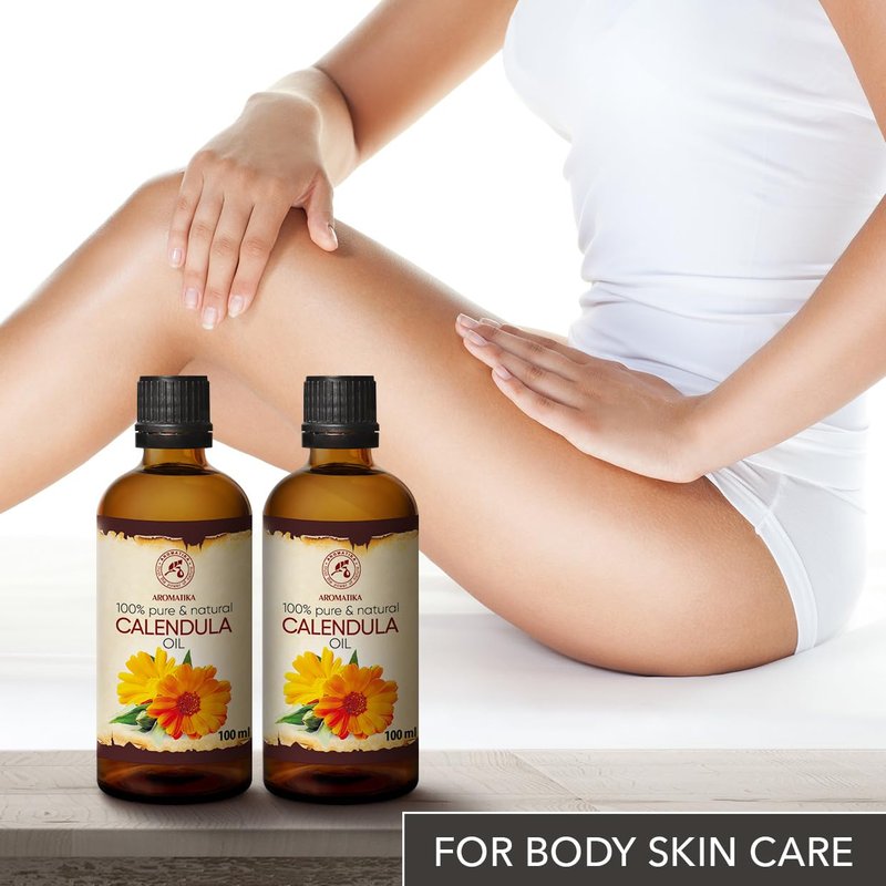Calendula Oil Set - 100% Pure & Natural Marigold Oil - Infused Almond Oil - 6.8 Fl Oz Total