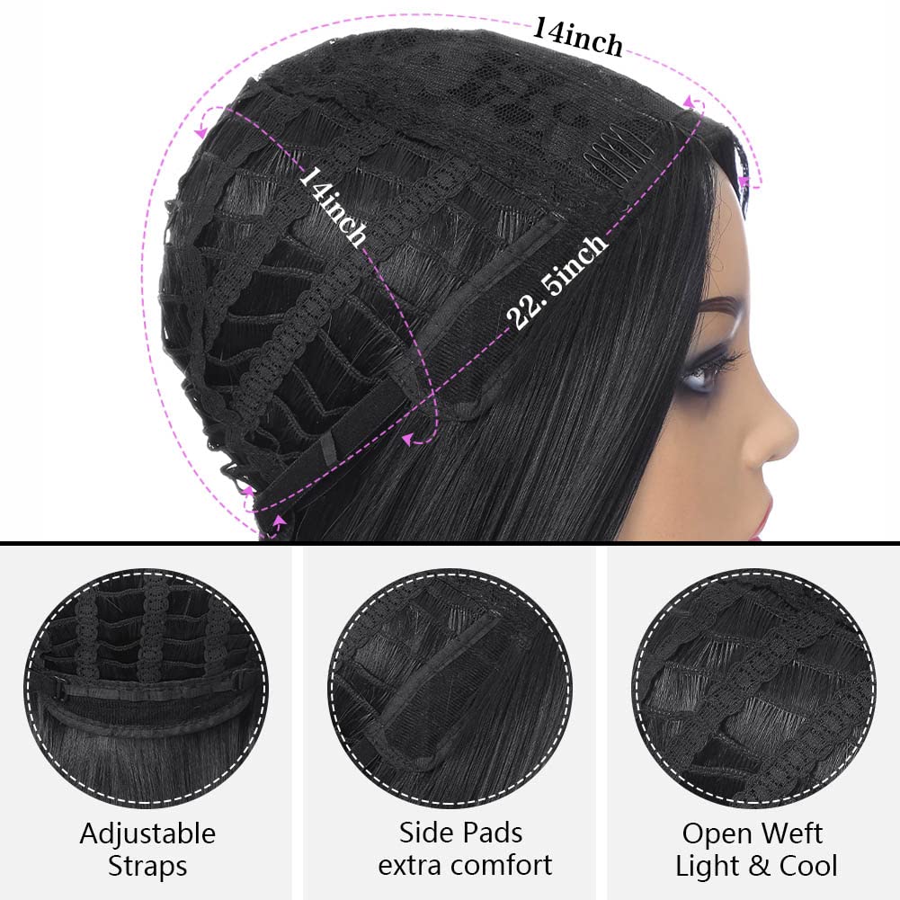 Long Black Wigs Straight Black Hair Dye Wig for Women Middle Part Synthetic Heat Resistant Natural Hair for Party or Halloween Costume Full Black Wigs for Girls