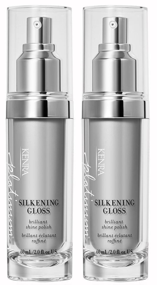 Kenra Platinum Silkening Gloss |Brilliant Shine Polish |Tames Frizz & Smooths Flyaways |Lightweight Formula |Protects Against Humidity |Smooths Dry Ends |Medium To Coarse Hair | 2 fl. oz. (2-Pack)