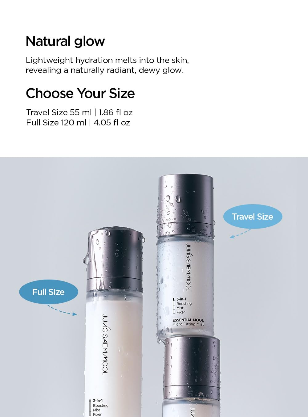 JUNG SAEM MOOL Essential Mool Micro Fitting Mist | Micro-Fine Setting Spray for Makeup & Hydrating Primer for Face with Thermal Spring Water, Long-Lasting Fix & Dewy Finish, Korean Makeup (1.86 Fl Oz)