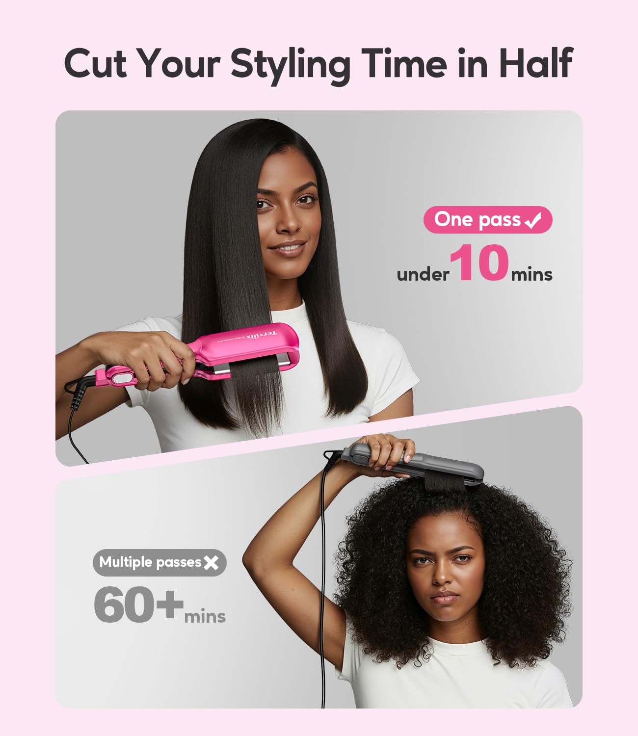 Terviiix 2 Inch Extra Wide Flat Iron Hair Straightener, Ceramic Tourmaline