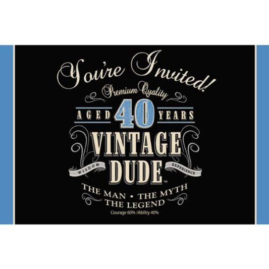 Creative Converting Vintage Dude 40th Birthday Gatefold Invitation, Standard