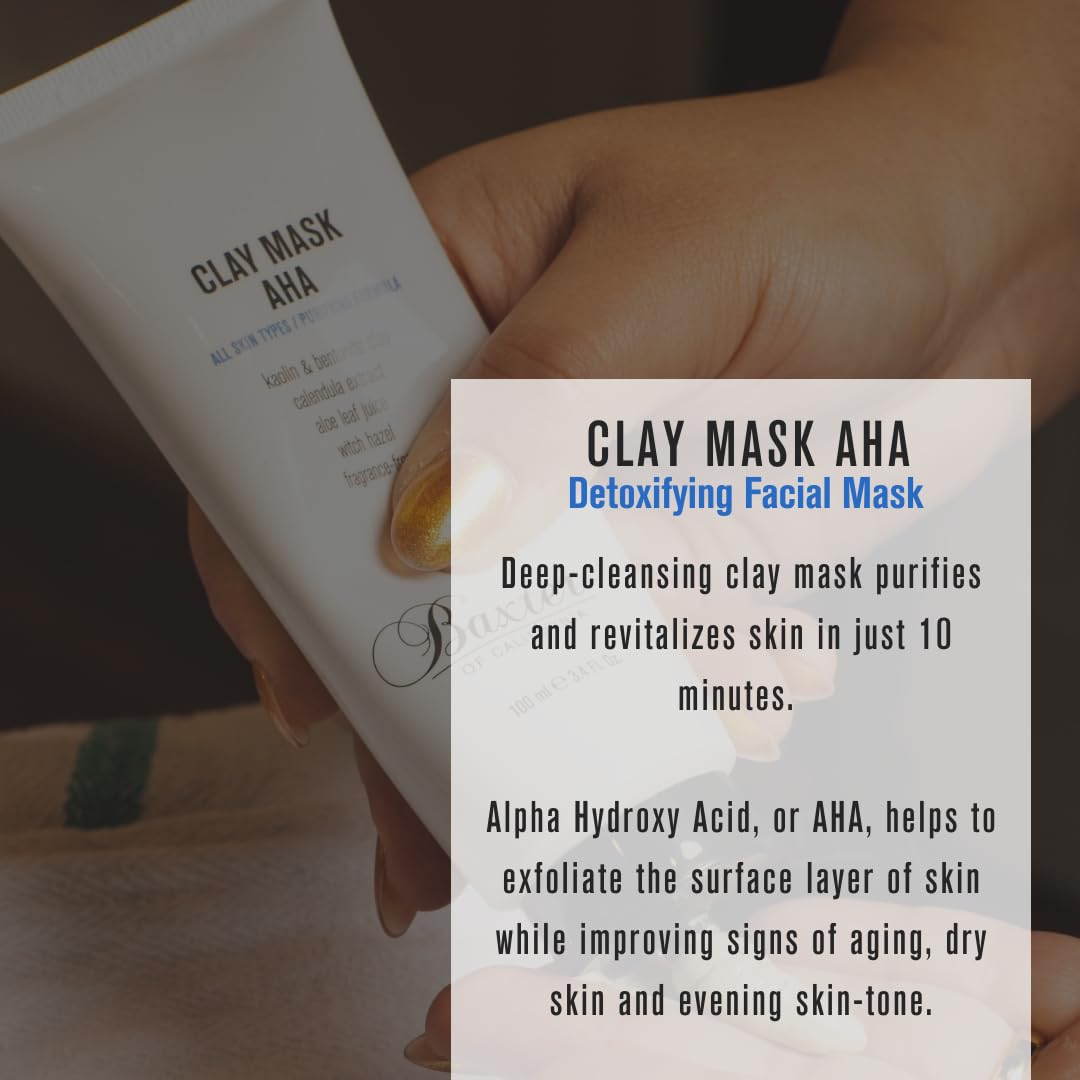 Baxter of California Purify Clay Mask AHA for Men | Kaolin Clay & Bentonite Clay | Fragrance-Free | Spot Treatments | All Skin Types | 3.4 fl oz.