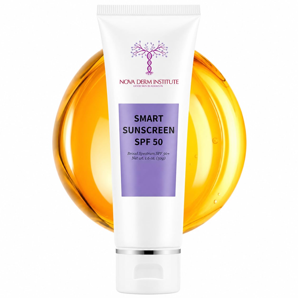 Nova Derm Smart Sunscreen SPF 50 - Clear Invisible Gel, Non-Comedogenic, Oil-Free | For All Skin Types (1 fl oz)