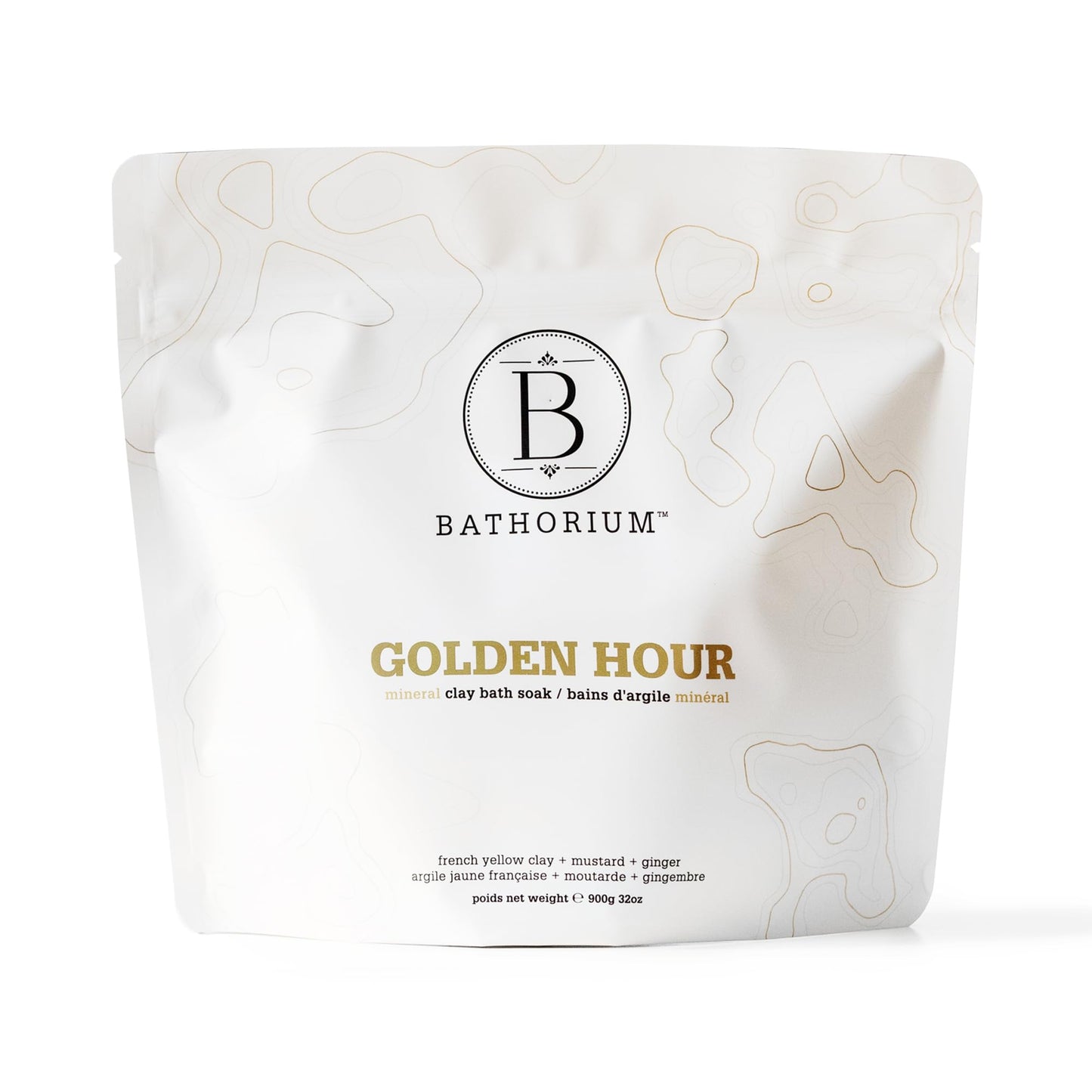Bathorium Golden Hour Mud Mineral Soak, Detox Bath Soak with French Grey Sea Salt, Ginger & Mandarin, Sinus Relief & Recovery, pH-Balanced for Women, Approximately 3 Baths, 32 oz
