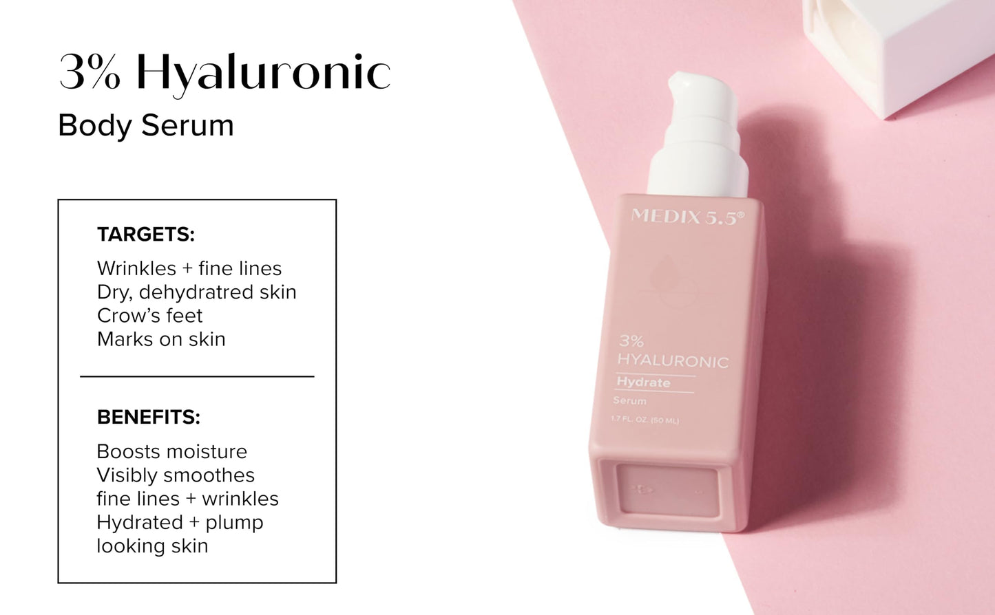 MEDIX 3% Concentrated Hyaluronic Acid Hydrating Gel Body Booster Dry Skin Moisturizer, Anti Aging Skin Care Booster For Restoring Skin Barrier, Wrinkles, Age Spots, & Fine Lines, 1.7 Fl Oz