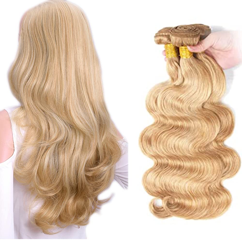 P27/613 Highlight Body Wave Bundle Blonde Human Hair 3 Bundles Brazilian Unprocessed Virgin Hair Extensions For Women Piano Color 8 10 12 Inch