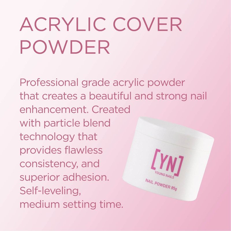 Young Nails Acrylic Cover Powder - Self-Leveling Acrylic Nail Powder, Clear Nude Pink White Acrylic Powder for Nail Extenstion, Professional Grade, Superior Adhesion, Color - Peach, 85g