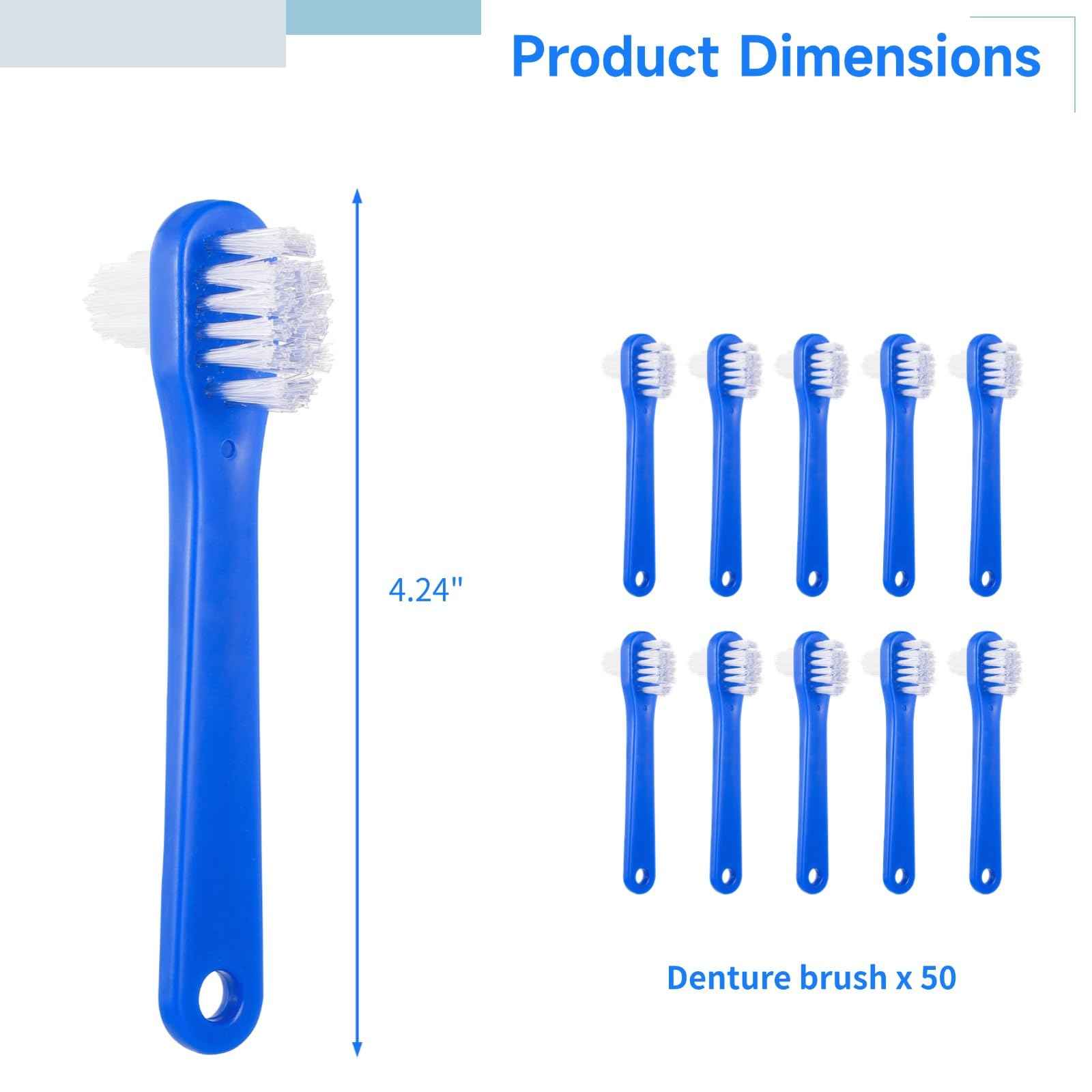 OMISTAR 50 PCS Denture Brushes Dual-Sided Bristle Individually Firm Hard Bristle Toothbrush Denture Cleaner Brush for Retainers False Teeth Braces
