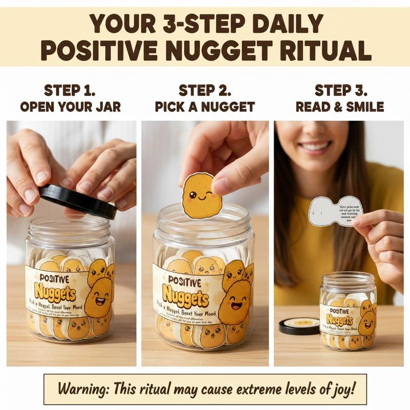 DEARMINE Positive Chicken Nuggets Jar with 60 Affirmation Cards, Emotional Support Chicken Gift, Chicken Nuggets Gifts, Gag Cute Funny for Women, Teens, Men