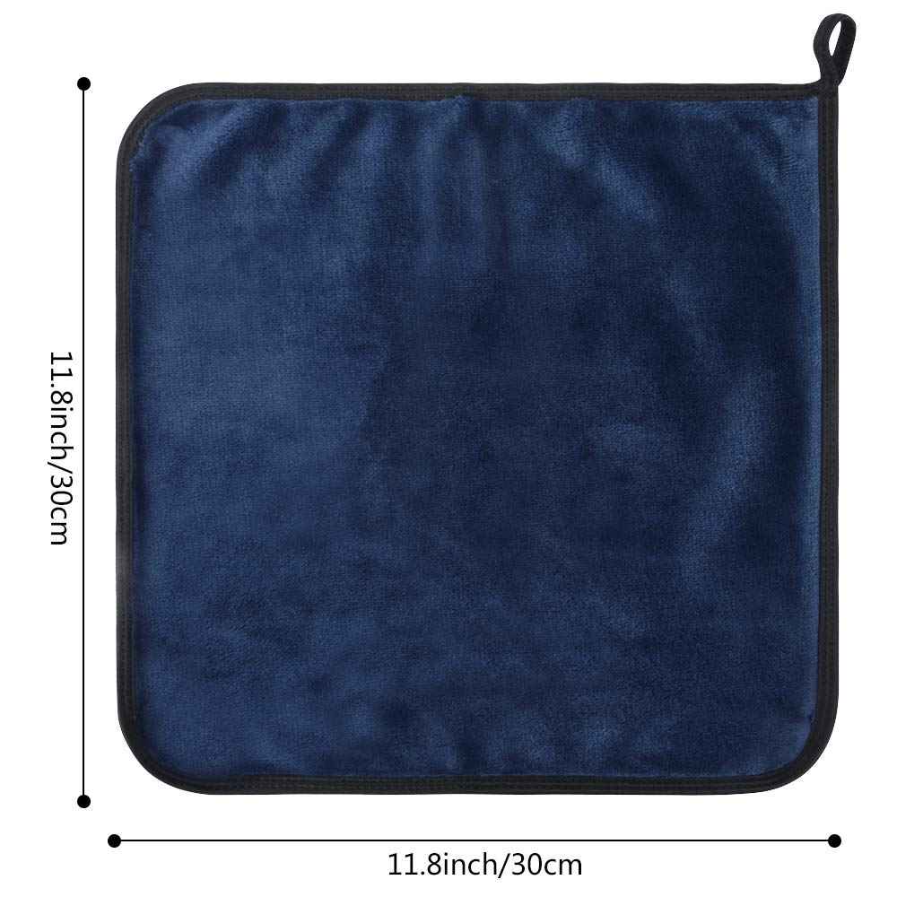 VIVOTE Microfiber Makeup Remover Cloths Reusable Face Towel Soft Facial and Skin Care Wash Cloth 12Inch X 12Inch (6 pack,Navy Blue)