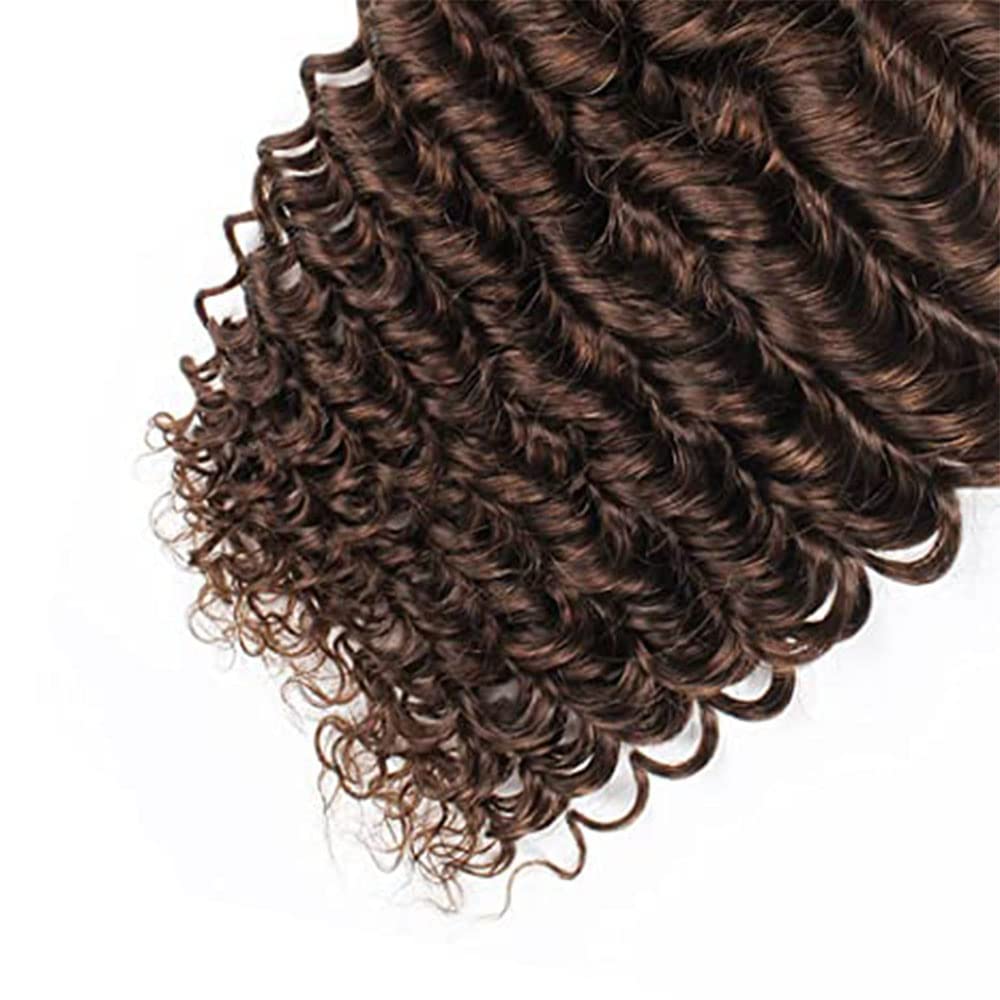 Deep Wave Brown Human Hair Bundle - 100% Unprocessed Virgin Brazilian Extensions | 24 Inch Piano Color