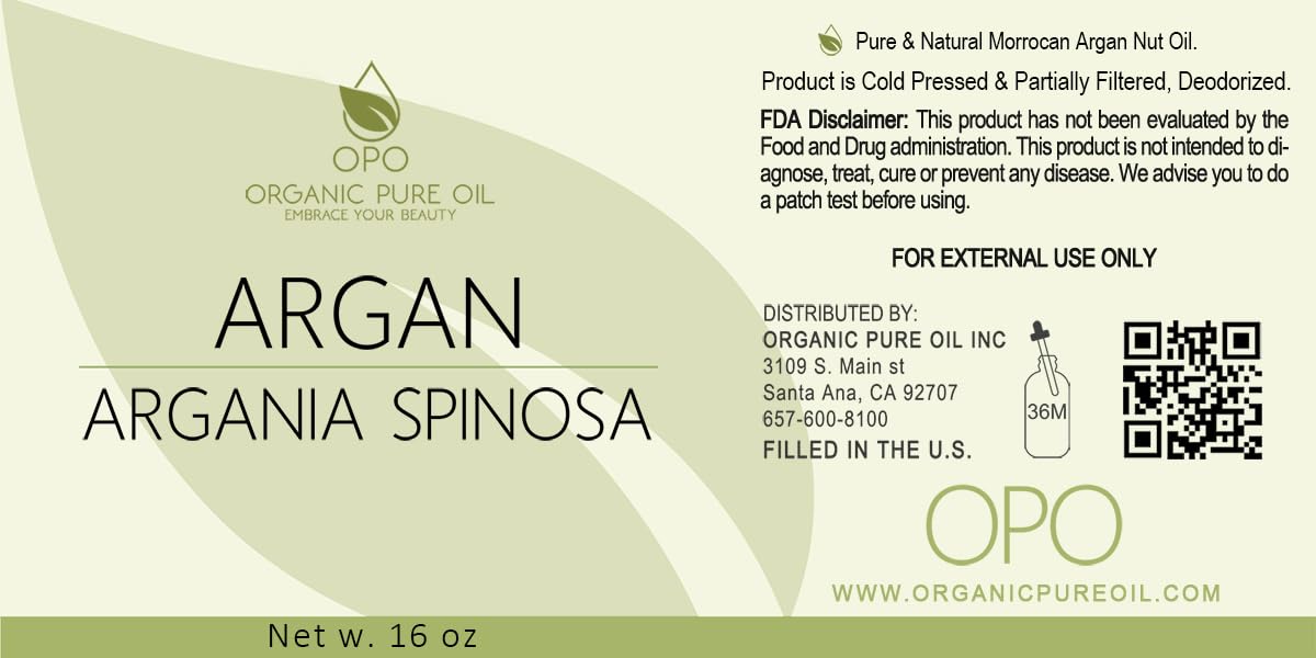 Moroccan Argan Oil - Pure & Natural Moisturizer for Hair, Skin, and Body | 16 Oz Unscented Deodorized