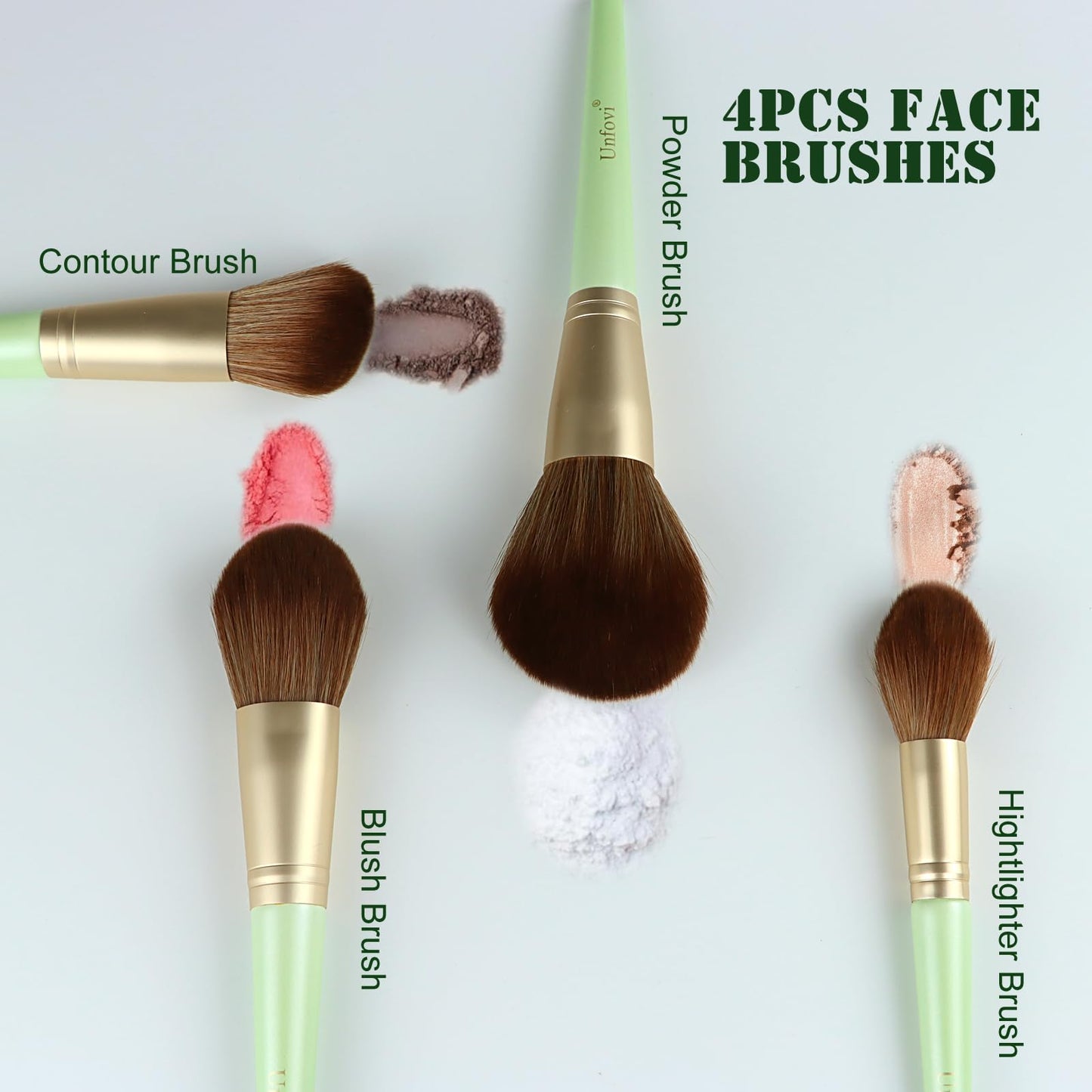 Unfovi 14 Pcs Makeup Brush Set, Cosmetic Brushes for Foundation, Concealer, Eyeshadow, Blush, Powder & Contouring, Professional Beauty Makeup Tools for Women & Beginners(Mint Green)