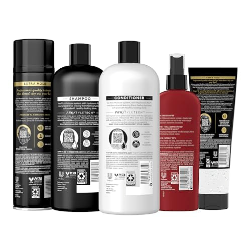 TRESemm? Shampoo, Conditioner, Hairspray, Styler, & Gel Start to Finish Hair Kit our Full Hair Regimen 5 Pack