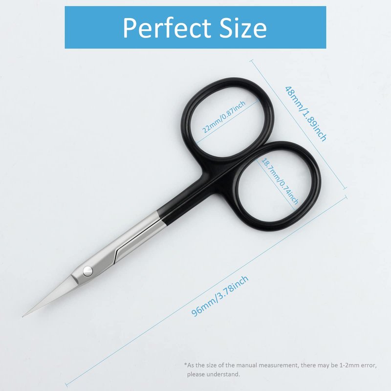 Qunzhao Cuticle Scissors for Women and Men Curved Stainless Steel with Tip Grooming Blades Manicure Nail for Dry Skin Nail Scissors (3)