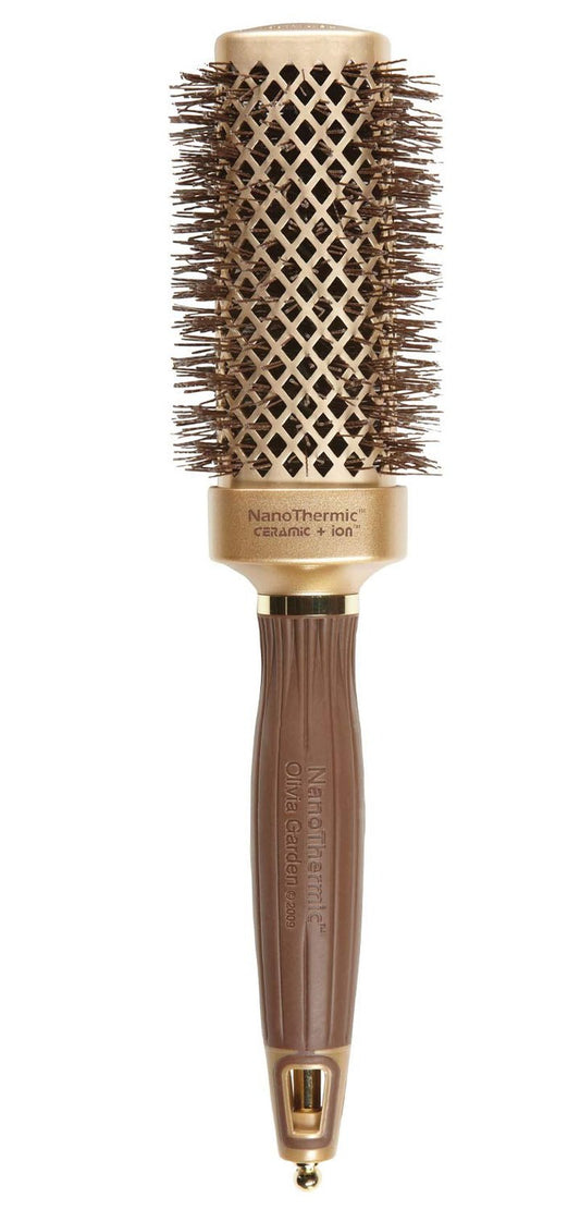 Olivia Garden NanoThermic Ceramic + Ion Square Shaper Thermal Hair Brush - Not Electrical - Professional Blowout Brush for Normal to Thick Hair - 1.5"-Diameter Barrel - NT-S40