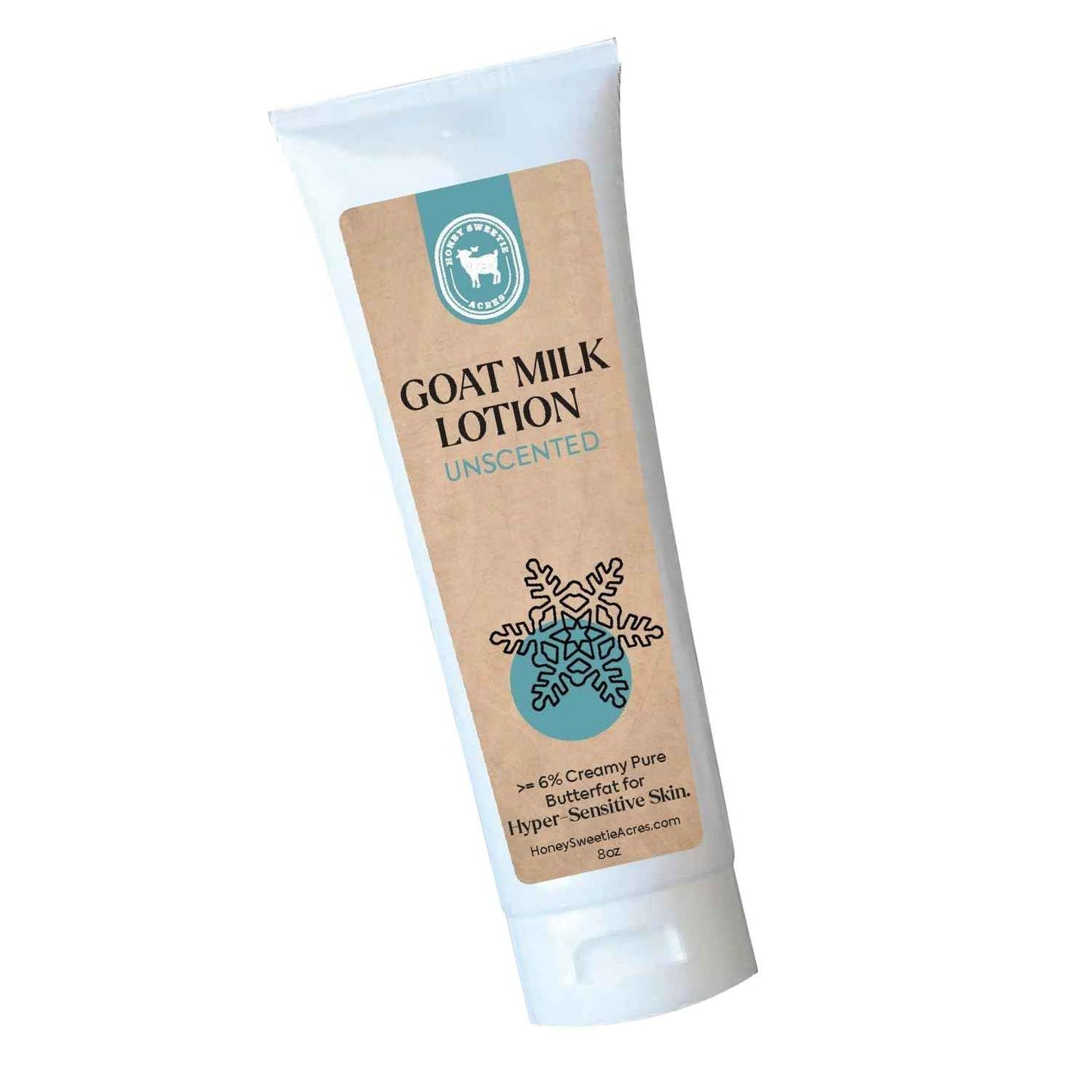 Honey Sweetie Acres Fresh Off The Goat All-Natural Goat Milk 8 oz Unscented Body Lotion is a cruelty-free, handmade lotion that hydrates and moisturizes - Made in the USA