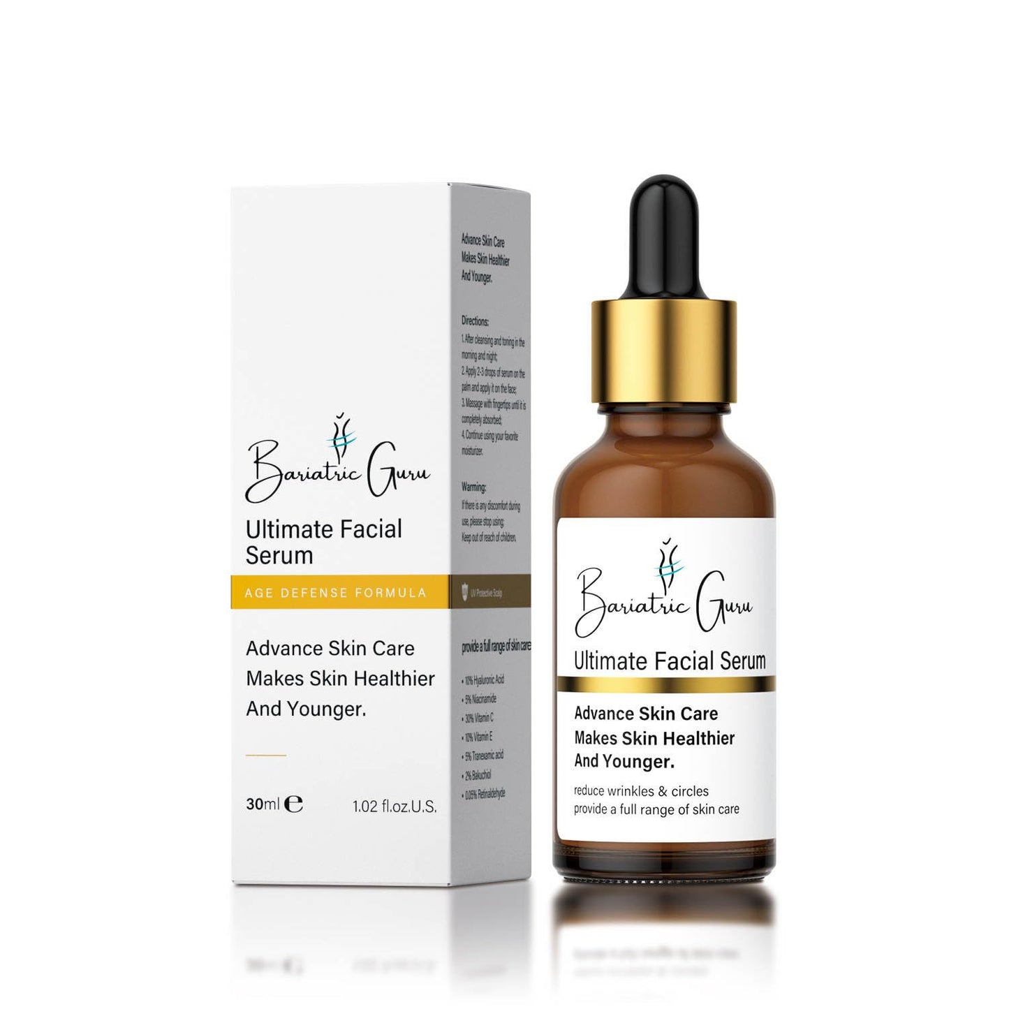 Ultimate Facial Serum - Advanced Anti-Aging & Brightening Formula with Retinaldehyde, Bakuchiol, Niacinamide | 1 fl oz
