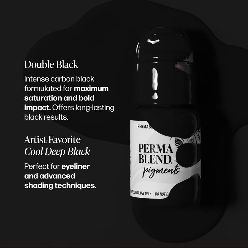 Perma Blend - Double Black - Microblading Ink for Permanent Eyeliner - Professional Tattoo Ink - Dark Carbon Based Black Tattoo Ink Makeup - Vegan (0.5 oz)
