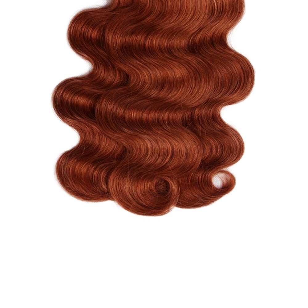 Auburn Bundle Human Hair Color 33 Body Wave Bundle Huxowax Brazilian Virgin Remy Hair 3 Bundles 16 18 20 Inch Double Weft Reddish Brown Body Wave Bundle Hair Weave 150g
