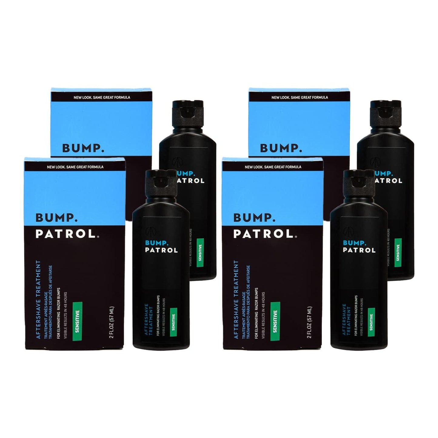 Bump Patrol Sensitive Strength Aftershave Treatment Serum – Razor Bump Stopper and Ingrown Hair Treatment for Men and Women, Alcohol Free Ingrown Hair Serum for Sensitive Skin 2 oz (Pack of 4)