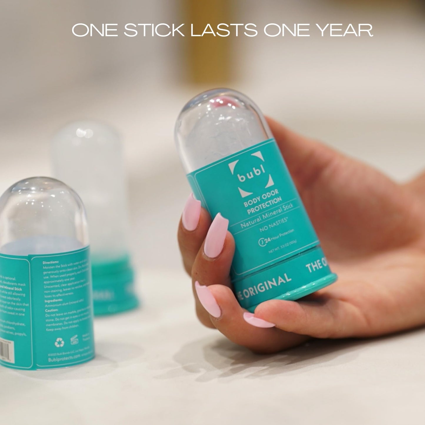 Bubl Whole Body Deodorant 1 Stick Lasts 1 Year - Natural Deodorant Mineral Stick, Natural Deodorant for Women, Men & Teens, Aluminum Chlorohydrate Free, Non-Toxic, Fragrance-Free Crystal 3.5oz