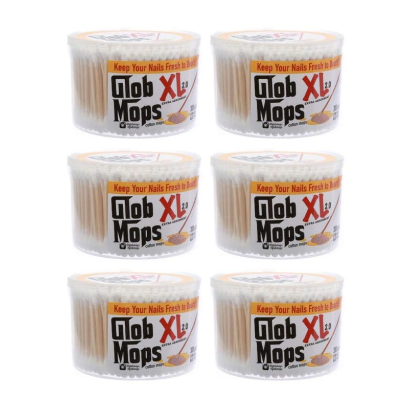 Glob Mops XL 2.0 Cotton Swabs 6-Pack Bundle | Extra Absorbent | Eco-Friendly | 1800 Total Mops