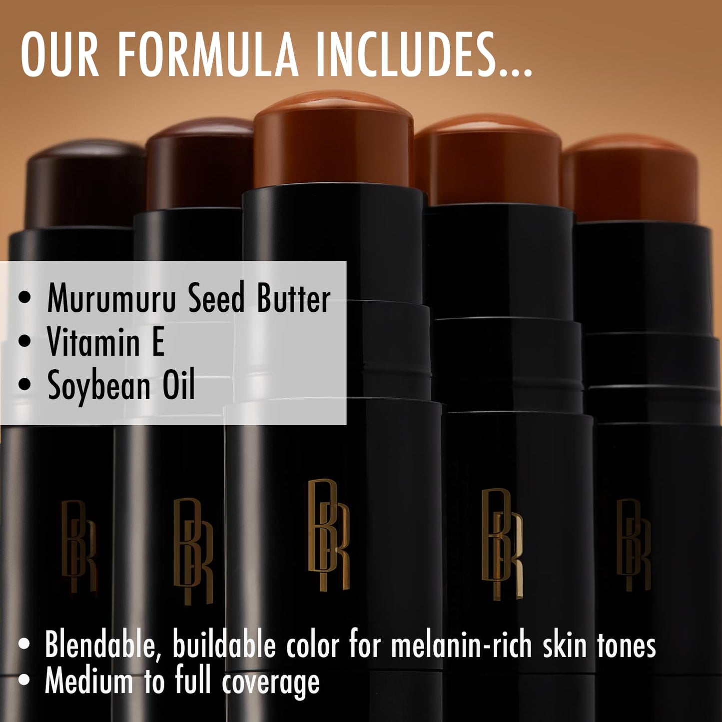 Black Radiance Color Perfect Foundation Stick with Soft Brush Applicator Duo – Buildable, Blendable Versatile Pigment-Rich Formula - Beautiful Bronze