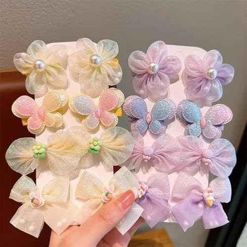 3 Pack Cute Hair Clips for Girls Hair Accessories Flower/Bow/Butterfly Clips Fully Lined Alligator Clips for Little Girls