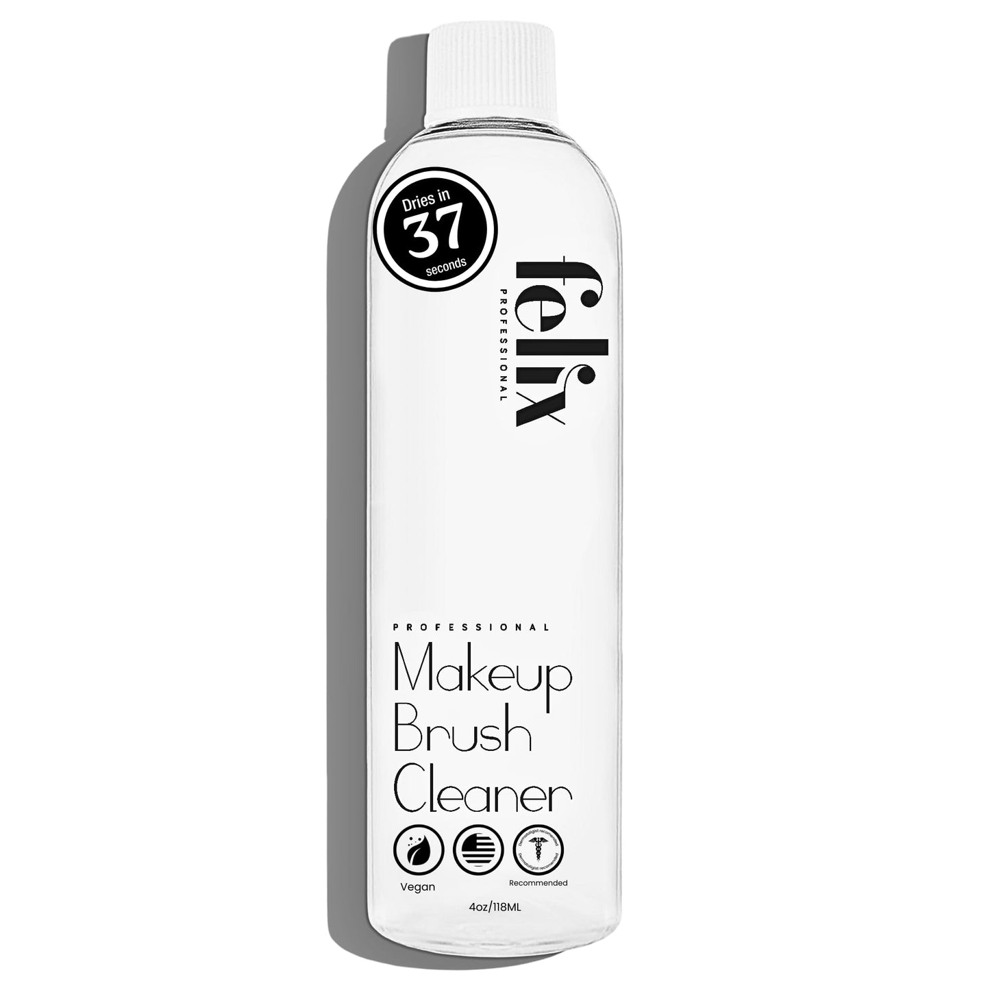 Felix Professional Liquid Makeup Brush Cleaner Solution | Rinsless, Quick Drying, Hydrating, Fragrance Free | for Natural and Synthetic Make-up Brushes (4 Fl oz)