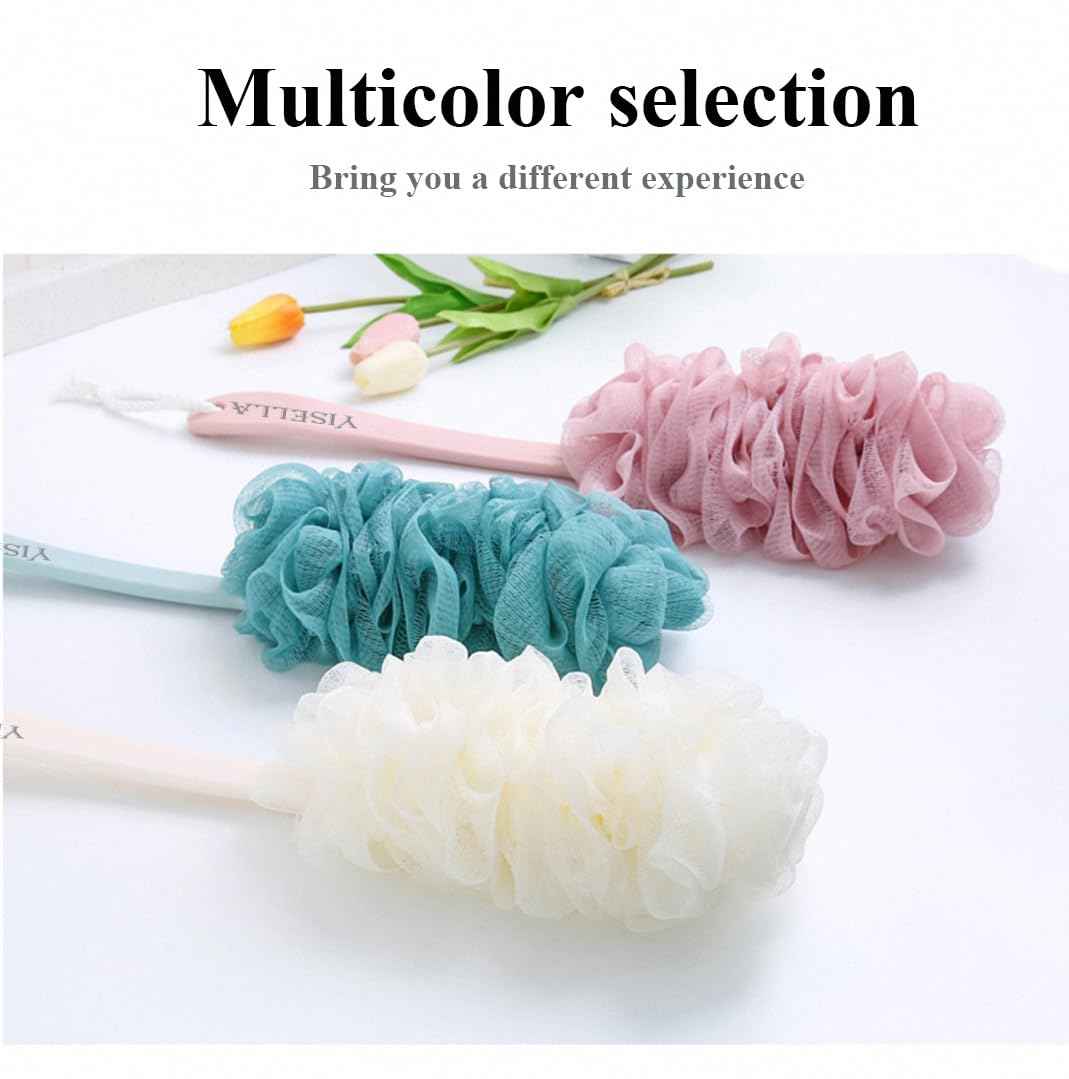 Back Brush Long Handle for Shower Sponges for Women,Back Shower Scrubber Loofah On A Stick Lufa with Long Handle