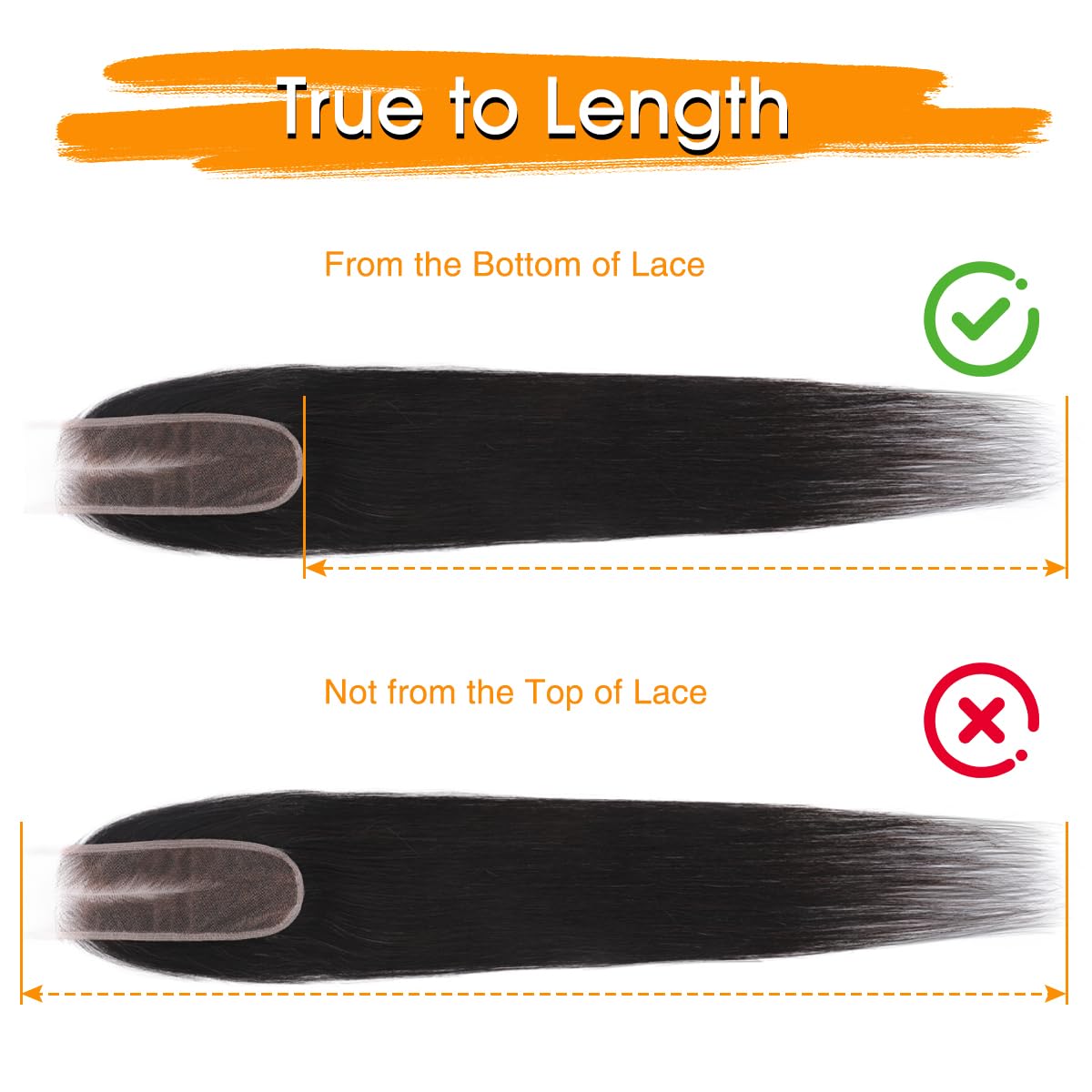 Anknia 2x6 HD Lace Closure Straight Skinlike HD Lace Virgin Remy Human Hair Frontal Pre Plucked Natural Hairline (Natural Black- 2x6 HD Lace Closure, 16 Inch)