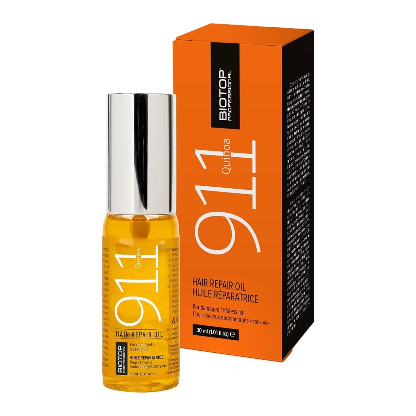 Biotop Professional 911 Quinoa Hair Repair Oil - Heat Protectant + Deep Conditioning Hair Treatment - Hair Care Ampoules for Damage - Combats Frizzy Hair (1.01 fl oz/30ml)
