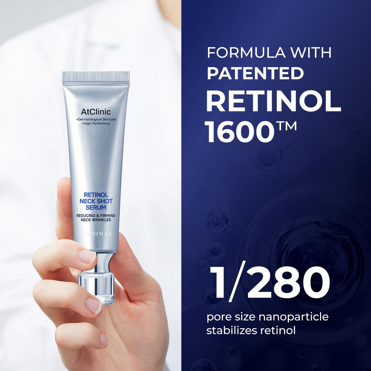 DOMINAS AtClinic Retinol Neck Shot Serum - Neck Pigmentation & Wrinkle Treatment with Retinol, 5 Peptides & Vitamin C, Sagging Skin, Firming & Lifting, Korean Skincare, 1.01 fl oz