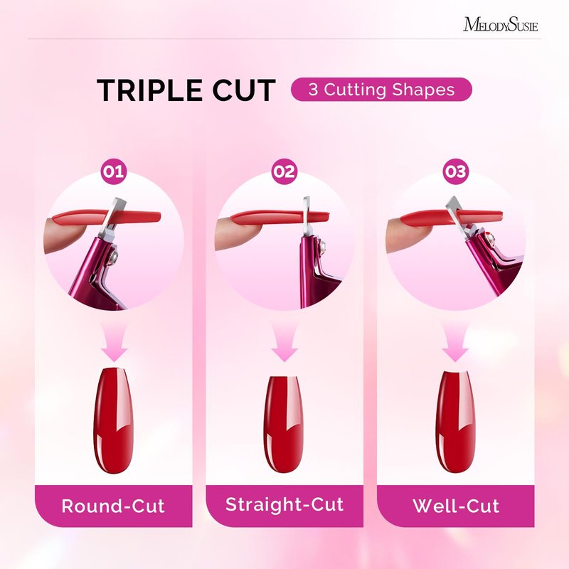 MelodySusie Acrylic Nail Clippers with 15pcs Magnet Sizers, Professional Nail Clippers Cutters for Long Acrylic Gel Nails Tips, Adjustable Stainless Nail Trimmer, Manicure Tool for Salon Home, Plum