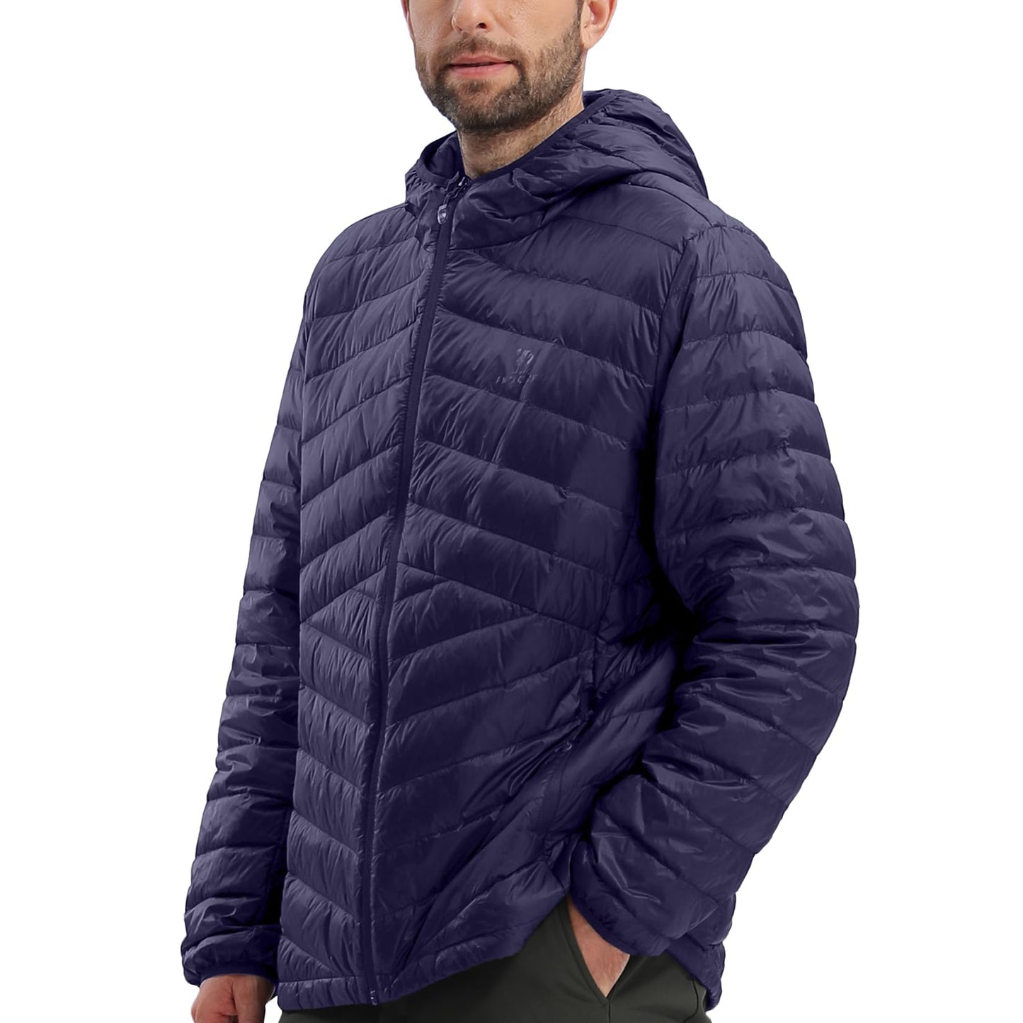 CAMEL CROWN Men Packable Down Jacket Hooded Lightweight Puffer Insulated Coat for Travel Outdoor Hiking