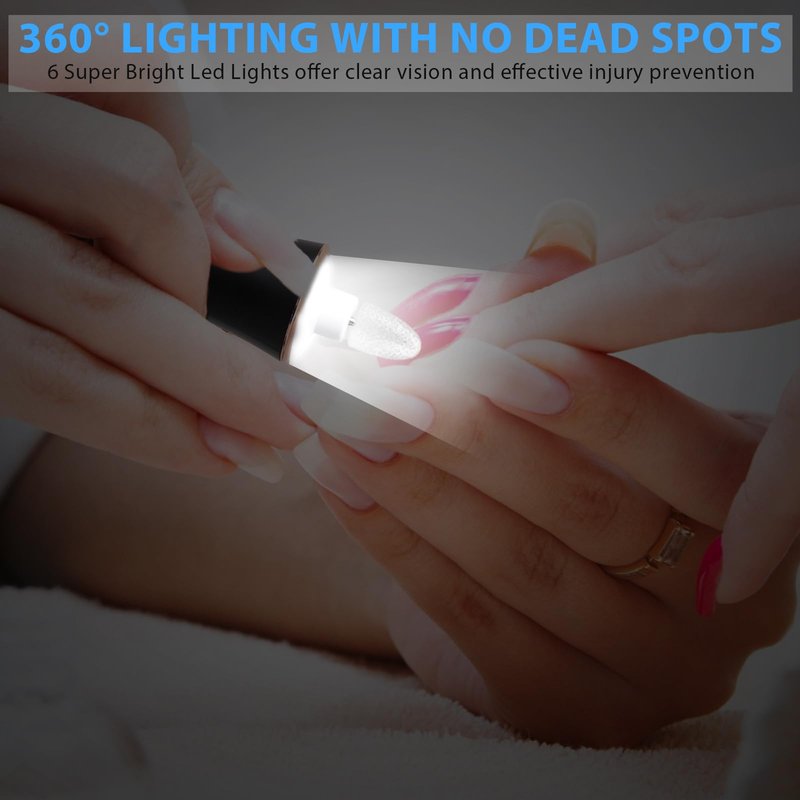 Professional Manicure Pedicure Kit, Cordless Electric Nail File Set, 360° LED Light Nail Drill Machine with LCD Display, 10 Speeds Rechargeable Nail Drill Grinder for Gel Nail Thick Toe Nails