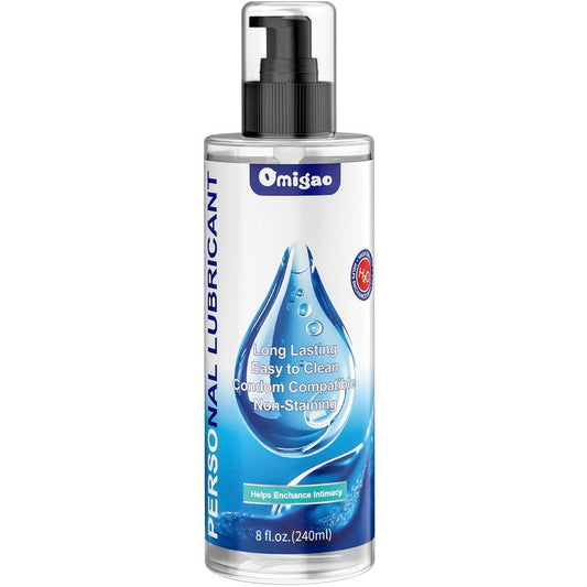 omigao Water-Based Lube, Personal Lubricant Helps Enhance Intimacy for Long-Lasting Pleasure Sex Lube for Women, Men and Couples, Anal Lube, Non-Staining, Safe for Toys, 8 FL Oz