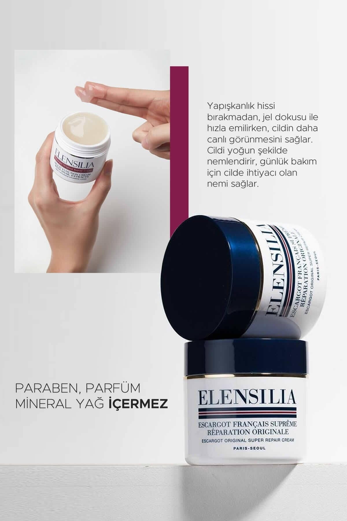 Elensilia Escargot Original Snail Repair Cream, Deep Hydration & Skin Barrier Care, 50 g – Moisturizing All-in-One Daily Face Cream for Healthy, Supple Skin