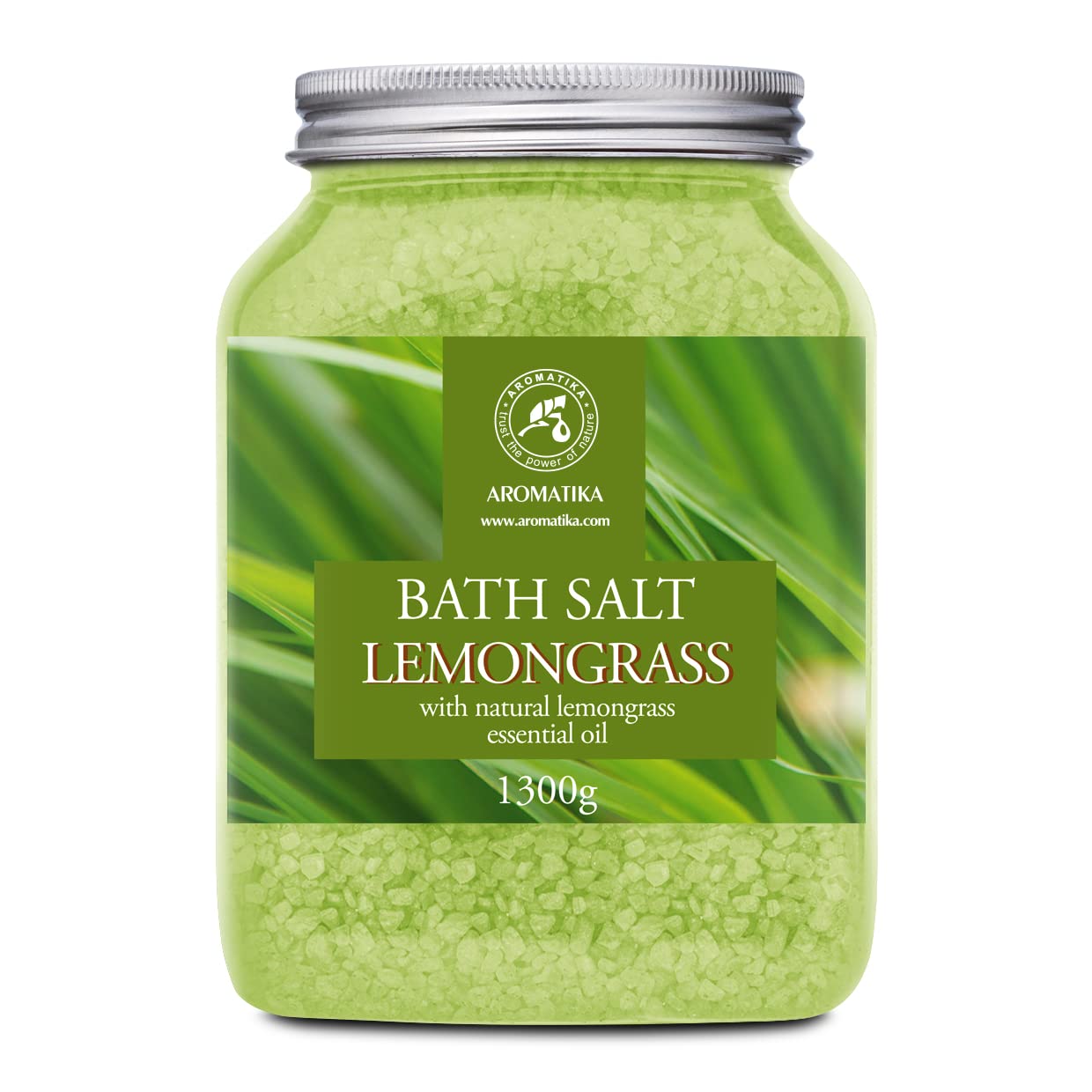 Bath Salts w/Natural Essential Lemongrass Oil 46 Oz (1300g) - Sea Salt Bath for Good Sleep - Bathing - Body Care - Wellness - Beauty - Relaxation - Aromatherapy - Spa - Bath Supplement