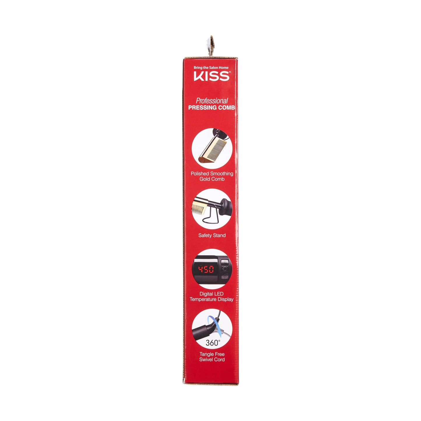 KISS Professional Pressing Comb with Polished Gold Smoothing Comb, Safety Stand, Digital LED Temperature Display, & Tangle Free 360° Swivel Cord