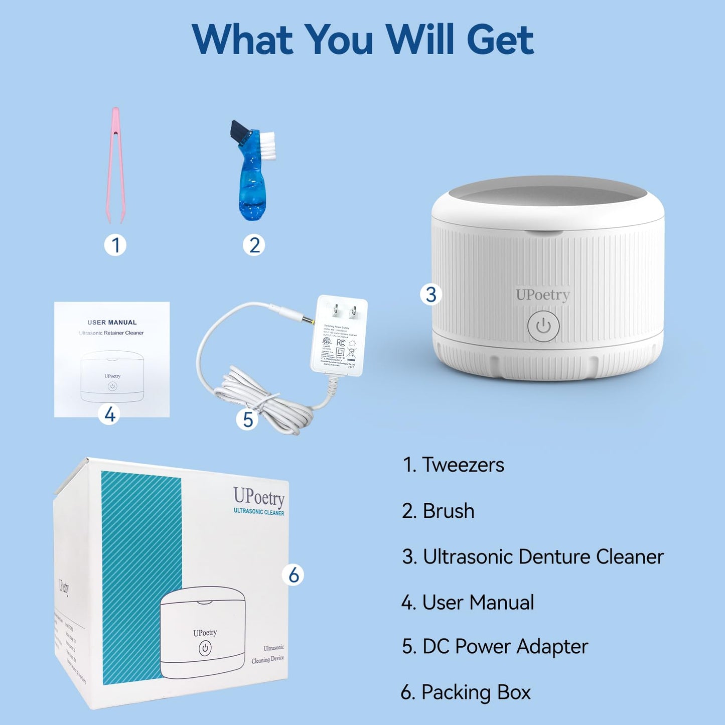 Retainer Cleaner Machine - Ultrasonic Retainer Cleaner, Dental Cleaning Pod for Braces, Dentures, Pacifiers, Mouth Guards, Jewelry & Toothbrush Heads, 150ml Portable Cleaning Machine