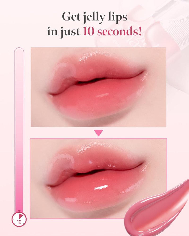 CORALHAZE Glow Lock Jelly Tint 109 Heavy, Hydrating Water Glow Lip Stain, Non-Sticky Juicy Gloss, Long Lasting Glass Shine & Dewy Finish, Lightweight Moisturizing Lip Care, Korean Makeup