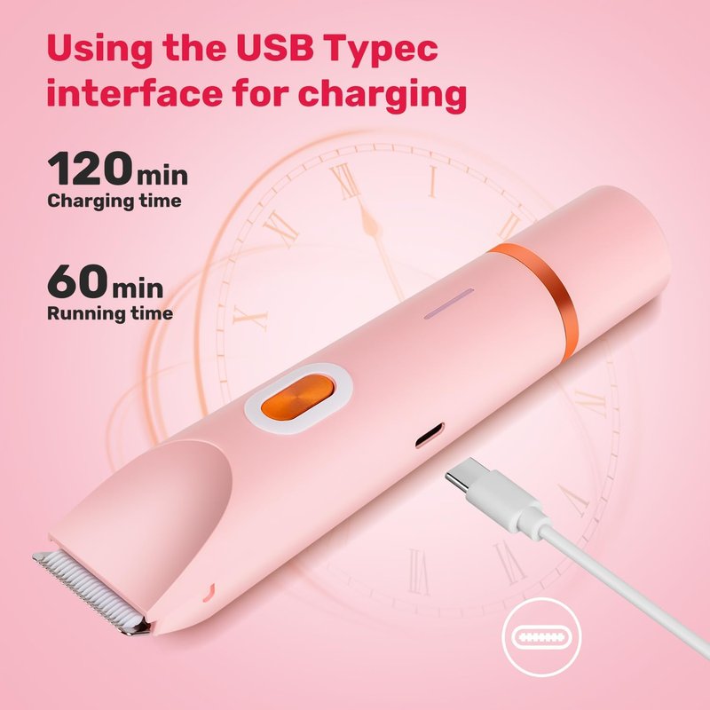Dermave Bikini Trimmer - 2-in-1 Electric Shaver for Women | Cordless, Waterproof, Painless, Pink
