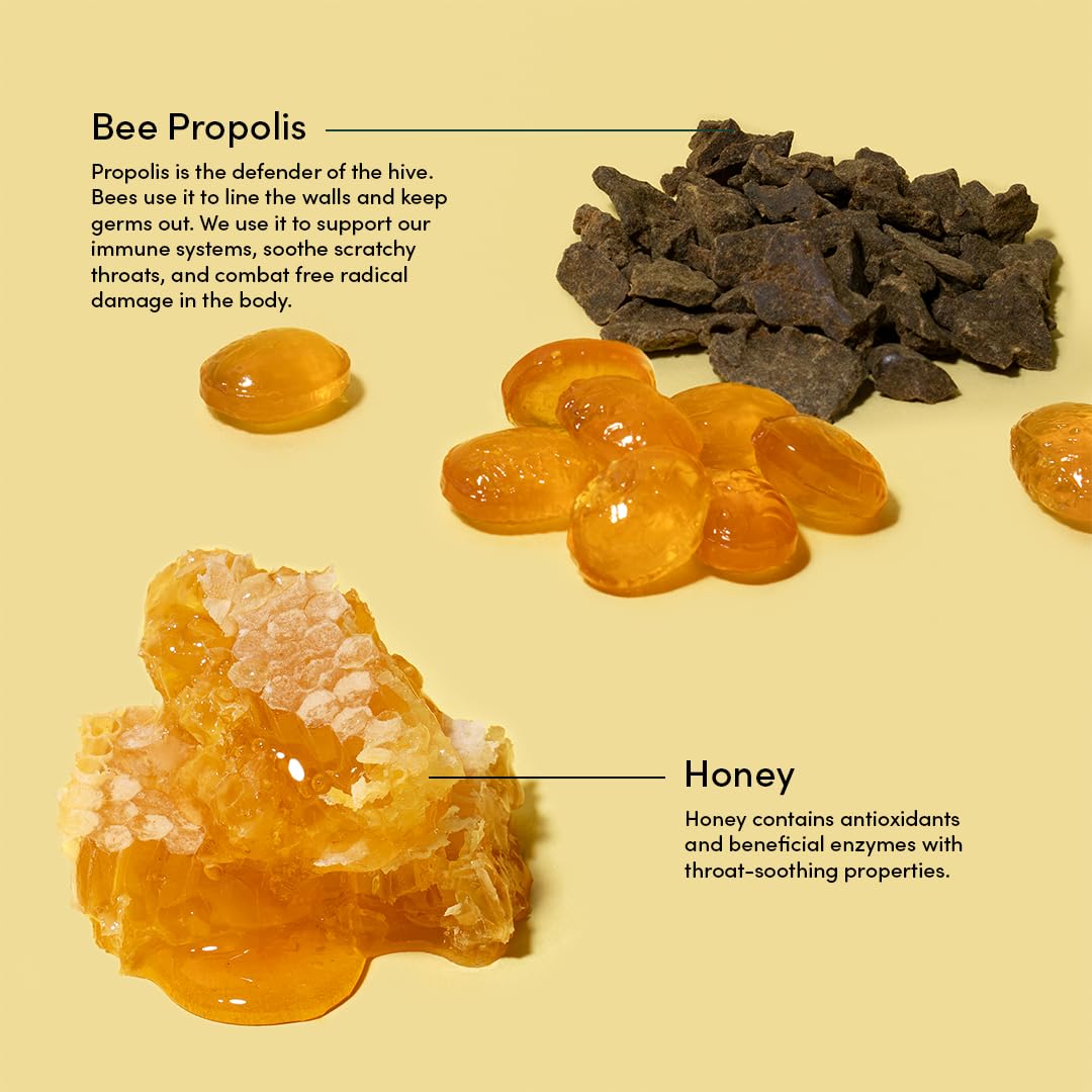 Beekeeper's Naturals Soothing Honey Cough Drops - Immune Support with Vitamin D, Zinc and Propolis Throat Soothing Lozenges, 24 Ct