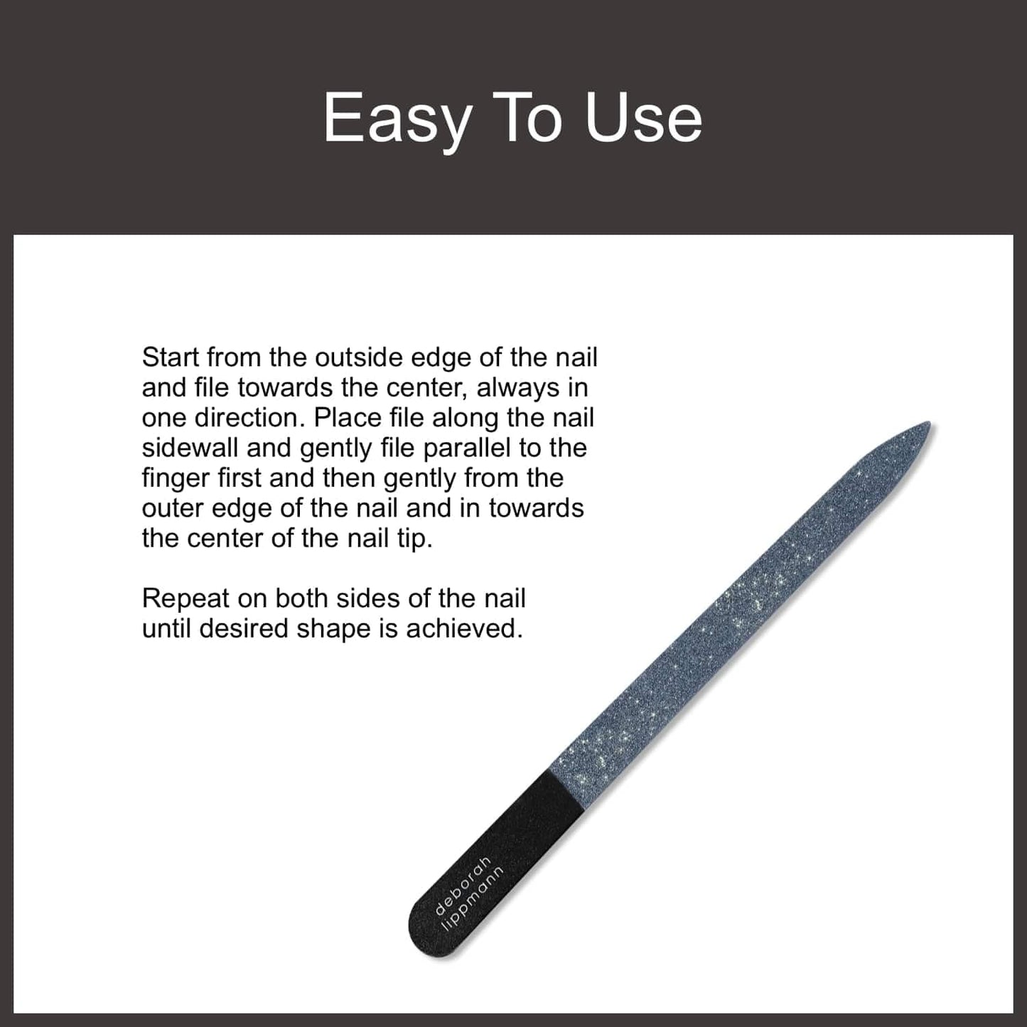 Deborah Lippmann Nail File - Fine Diamond Ceramic Emery Board for Manicure & Pedicure | 5-Inch Reusable Tool