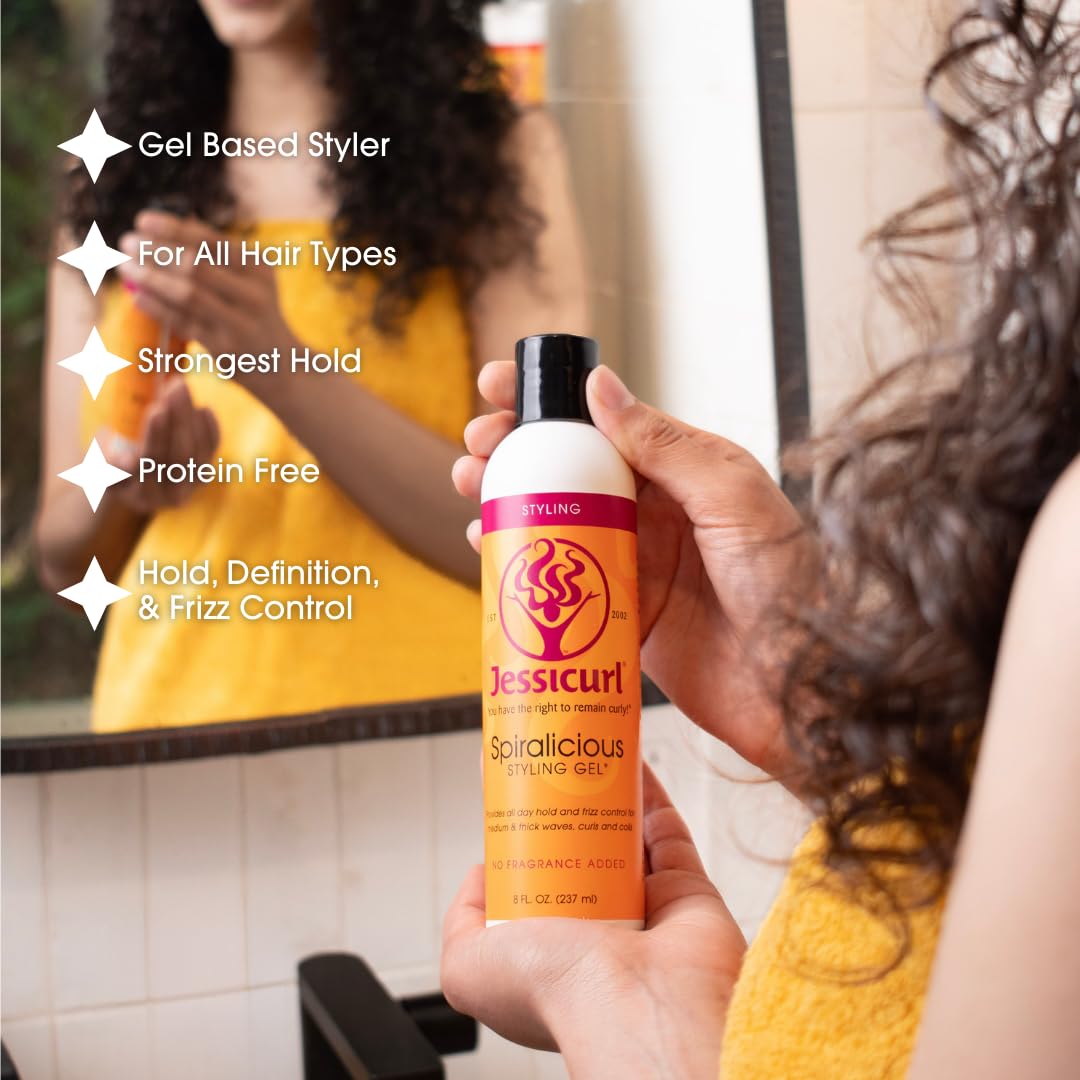Jessicurl Spiralicious Gel, Citrus Lavender, 32 Fl oz. Curl Defining Hair Product for Frizz Control, All Hair Types