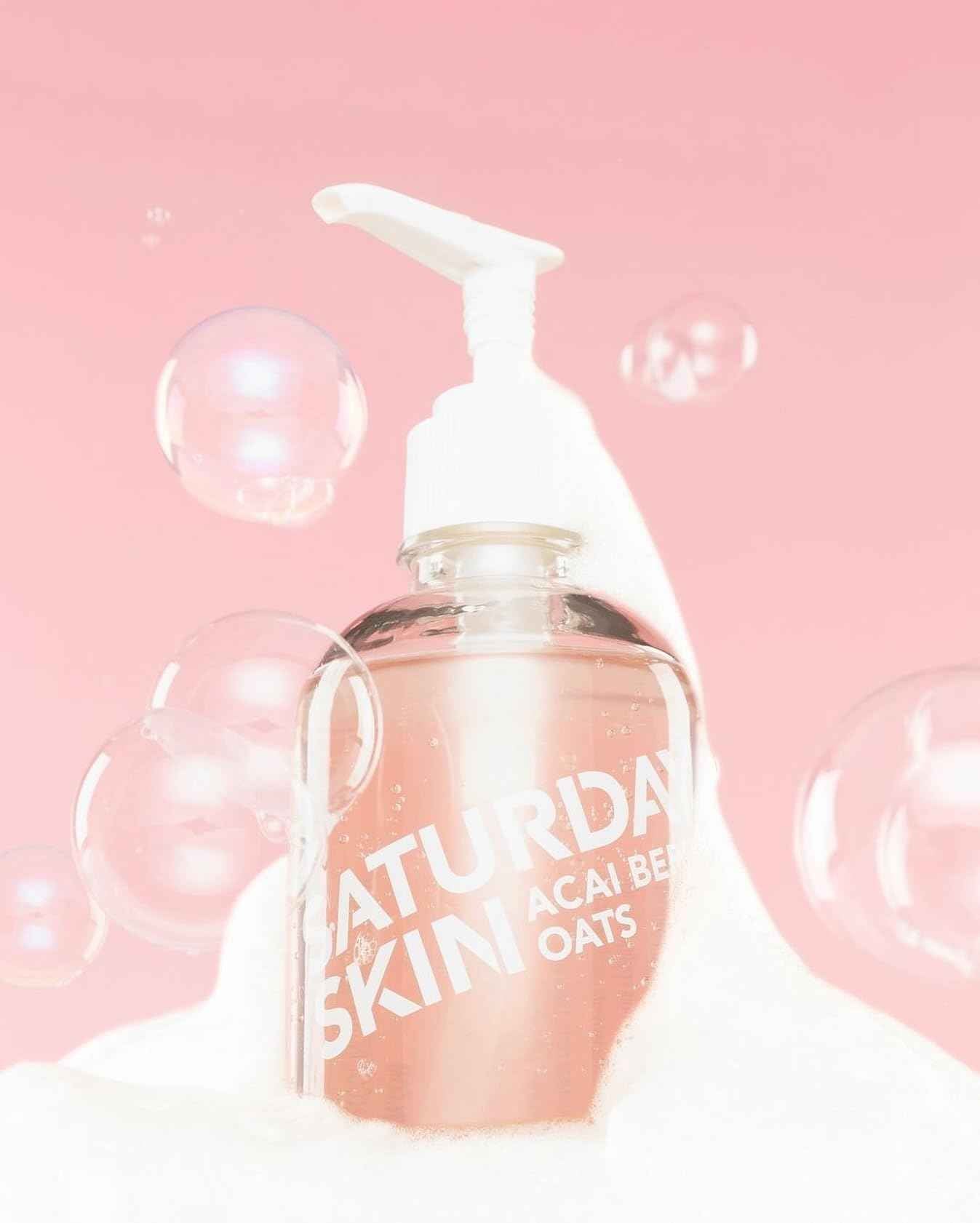 Saturday Skin Hydrating Gentle Facial Gel Cleanser Makeup Remover Sensitive Skin Face Wash Antioxidant Vitamin Brightening Smoothing | Korean Skin Care CICA Acai Berry Oats