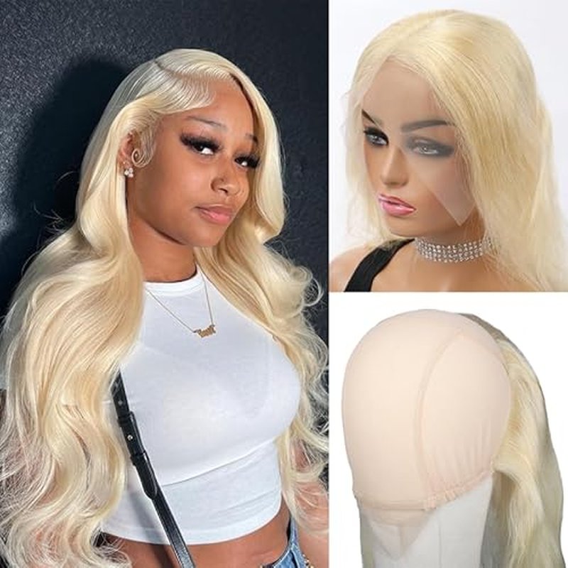 Pre-sewn 13x4 Frontal HD Lace with Elastic Cap ? Body Wave Human Hair Frontal with Baby Hair, Bleach & Dye Friendly, Beginner Friendly 22 Inch 613 Blonde